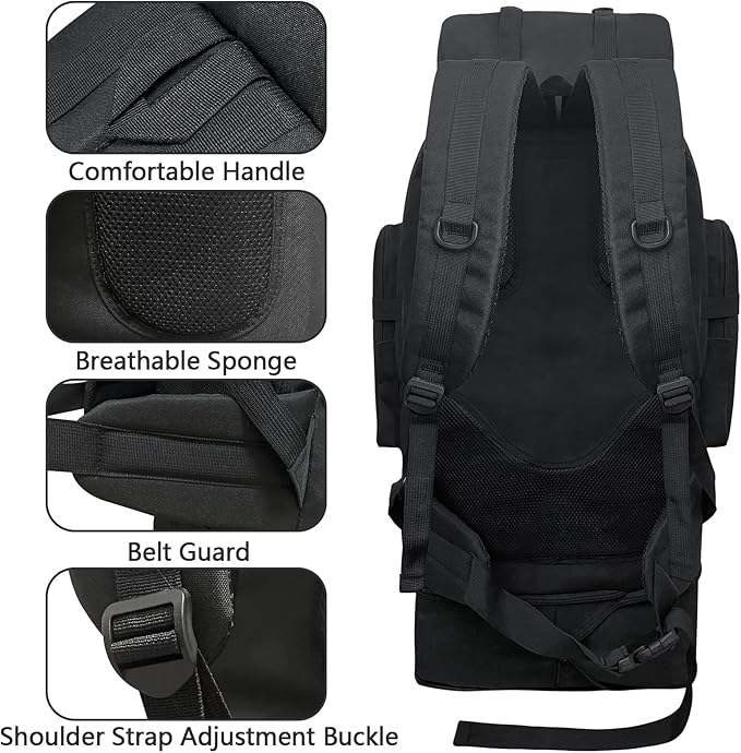 80L 100 liters Hiking Backpack Camping Rucksack, Men Outdoor Travel Climbing Knapsack Mountaineering Trekking Backpack
