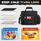 Maelstrom Tactical Lunch Box, Insulated Lunch Bag for Men, Large Leakproof Soft Cooler Bag with Detachable MOLLE Bags, Durable Lunch Tote for Adult Women Work,Picnic,20 Cans/15 L, Black