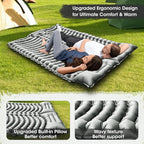 Double Sleeping Pad Self-Inflating 4" Thick for 2 Person Camping - Built-in Foot Pump, Ergonomic Pillow & Ultra-Portable Design for Backpacking, Hiking, Tent Use