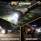 WdtPro Rechargeable LED Flashlights High Lumens, Super Bright 90000LM Rechargeable Flashlight with LCD Display, 5 Modes & Waterproof Powerful 10000mAh Handheld Flashlight for Camping Emergency Gold