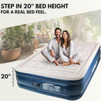 Pittman Outdoors - 20" Luxury Air Mattress Queen with Built in Pump, Premium Comfort Queen Size Blow up Mattress, 700lb Capacity - Ideal for Home Visits, Guests, Travel or Camping, Includes Carry Bag