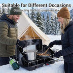 Camping Stove, 2 Burners Propane Portable Camp Stove with Regulator, Push-Button Instant Ignition, Adjustable Burners & Wind Guards for Car BBQ Picnics Outdoor Cooking