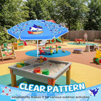 Sweetude Water Table Umbrella (Table Not Included), Kids Seaside Beach Umbrella Picnic Canopy for Summer Toddlers Sand Beach Camping Garden Outdoor Pool Shade Party Supply(Shark Theme)