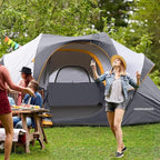 HIKERGARDEN 10 Person Camping Tent - Portable Easy Set Up Family Tent for Camp, Windproof Fabric Dome Tent Outdoor for Hiking, Backpacking, Traveling-14'x11'x74in(H)