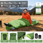 ATEPA Down Sleeping Bag for Adults, Recycled Ultralight 35°F 40°F 45°F 50°F 650FP / 700FP 3 Season Compact Sleeping Bags with Compression Sack for Backpacking Camping Hiking, Can Be Attached to Pad