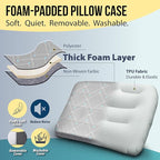 TREKOLOGY ALUFT Pro Inflatable Camping Pillow with Removable Foam-Padded Case - Camp Pillow for Camping & Hiking, Backpacking, Airplane, and Travel - Add to Your Outdoor Backpacking Gear Essentials