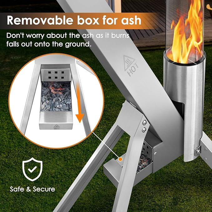 Patio Heater Wood Pellet Heater, Pellet Stove, Pellet Fire Pit for Outdoor, Fireplace for Camping Patio Garden Picnic, Outside Backyard Bonfire