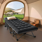 ABORON Camping Cot for Adult 28" Extra Wide, 2PK Heavy-Duty 1200D Oxford Cot for Sleeping, Portable Folding Camp Bed with Mat & Carry Bag