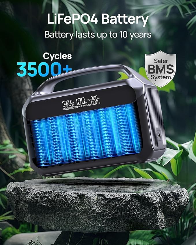 DaranEner Portable Power Station 600W with Solar Panel 80W, 288Wh LiFePO4 Battery Backup w/2 AC Outlets, 1.7H Fast Charging Solar Generator for Camping, RV Travel, Home Emergencies