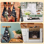 Zubebe 6 Pcs Mushroom Kitchen Towel Set - Vintage Black Dish Towels 18 x 28 Inch - Poster Style Hand Towels - Colorful Rustic Tea Towels for Cooking Baking - Housewarming Gift