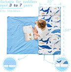 Toddler Nap Mat with Pillow and Blanket, Extra Large Rolled Napping Mats,Slumber Bags for Boys Girls,Kids Sleeping Bag for Daycare, Preschool Travel Camping