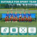 1MORE Portable Folding Bench, Foldable Sideline Bench for Team, 8 Seats Outdoor Camping Chair with Carry Bag & Backrest, Team Sport Sideline Bench for Football,Soccer, Fishing. Blue