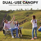 Double Camping Chair with Shade Canopy 2 Person Folding Chair with Canopy Portable Beach Chair Heavy Duty Camping Chair with Two Cup Holders and Side Pocket for Outside Camping,Beach,Sports