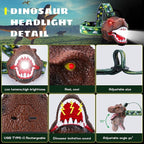 Dysaim Kids Headlamp,Dinosaur Headlamp for Kid LED Head Lamp Camping Gear Flashlight,Hiking Accessories Headlight,Ideal Gift Toys Suitable for Reading Birthday Halloween Xmas Party(2 Pack)