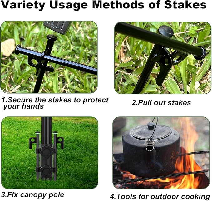 16Pcs Tent Stakes, 8in Heavy Duty Tent Stakes with Storage Pouch, Dia 0.35" Forged Steel Stakes for Tent Used on Rocks, Grassland, Snowfield(16Pcs 8in Stakes)