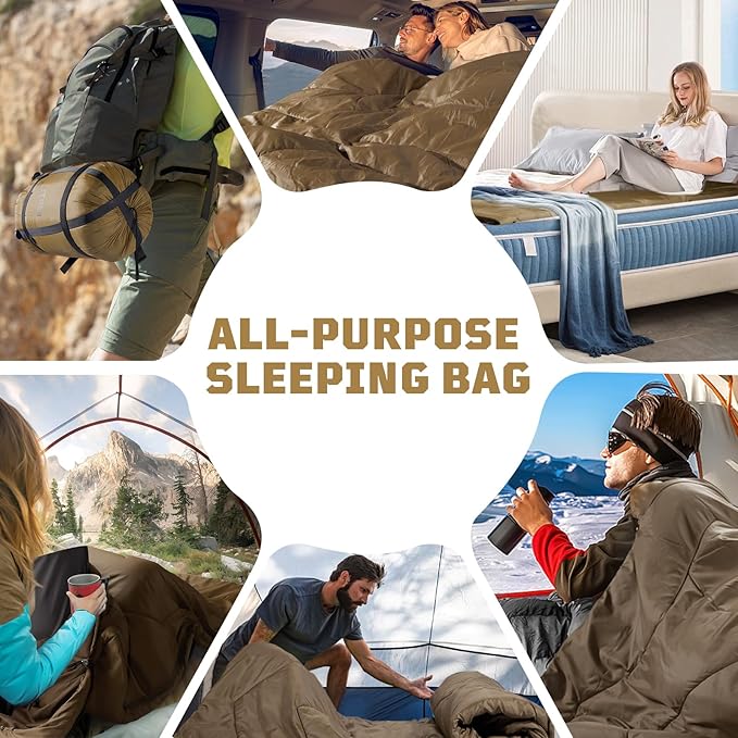 Cold Weather Sleeping Bag for Camping, 36℉ to 45℉ Backpacking Sleeping Bags for Adults with Compression Sack for Camping, Hiking, Hunting and Outdoor Travel