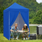 5x5 Pop Up Canopy Tent with Four Sidewalls, Instant Portable Beach Canopy, Outdoor Tent with Carry Bag for Camping, Sports, Tailgating, Events, Blue