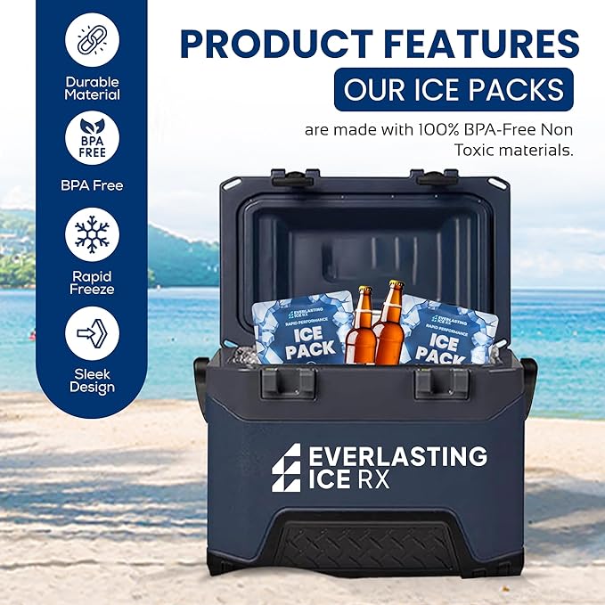 Rapid Performance Reusable Ice Packs for Lunch Boxes, Lunch Bags or Coolers | 4 Pack | Cold for Up to 12 Hours | Ice Packs for Cooler, Long Lasting for Camping, Beach, & School