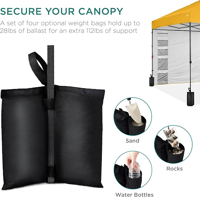 Best Choice Products 10x10ft Pop Up Canopy Tent with Sidewall, 1 Person 1 Minute Set Up, Carry Case, 4 Weight Bags - Marigold