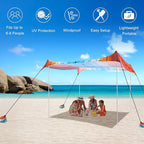 Beach Tent, Beach Canopy Sun Shade Sail UPF 50+, Portable 10×10 FT Camping Sun Shelter with Sandbags, Poles, Ground Pegs and Anti-Wind Ropes for Outdoor, Backyard, Picnics, Sport, Fishing