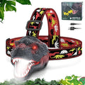 Dinosaur Headlamp for Kids Flashlight Rechargeable Led Headlights Roar & Silent Mode, T-Rex Dinosaur Toys for Kids 3-5 4-6 5-7 6-8, Camping Gear, Easter Gifts for Boys Girls Adults