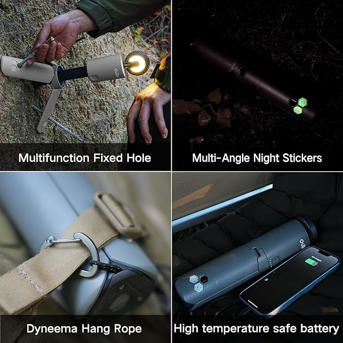 Camping Lantern Rechargeable, Portable Magnetic Camping Lights with 12000mAh Battery, Telescoping IPX6/IPX7 Waterproof Flashlights, Camping Lamp for Emergency, Camping, Hiking (Tactical Brown)