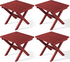 SERWALL Folding Outdoor Side Table Set of 4, Small Adirondack Side Table, Red