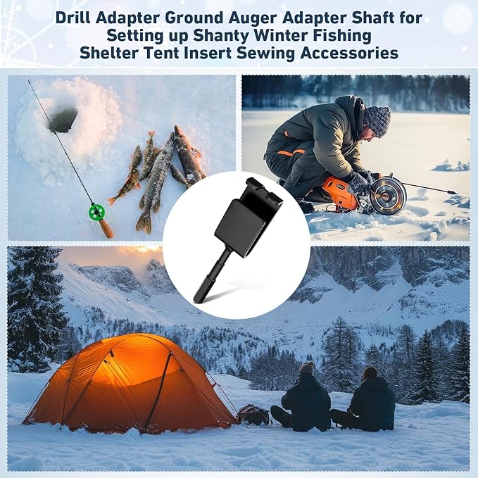 Lounsweer 1 or 3 Pcs Ice Anchor Drill Adapter Power Tool for Ice Fishing Shelter Insert Setting up Shanty Winter Fishing Shelter Tent Insert Sewing Accessories