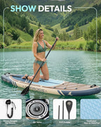 10'6''x33''Inflatable Stand Up Paddle Board, 400lbs Extra Wide Stand Up Paddleboard with Kayak Seat, Anti-Slip EVA Deck Premium SUP Accessories Kit, Non-Slip Stable Deck Boat for Yoga Fishing Surf