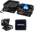 New WINKIZA 2 Burner Camping Stove with Grill, 12000 BTU Propane Gas Stove, Portable Folding Camp Stove with Carry Bag, Two Adjustable Burners with Piezo Ignition, Portable Stove for Camping, BBQ