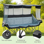 Oversized 3 Person Camping Chair with Canopy Shade Fully Padded Outdoor Folding Camping Chair Suitable For Outdoor Camping, Lawns, And Backyards Equipped With Cup Holders And A Portable Storage Bag