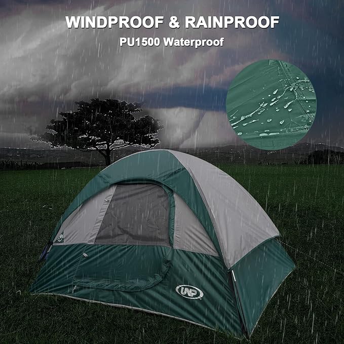 Camping Tent 2-4 Person, Waterproof Windproof Tent with Rainfly Easy Set up-Portable Dome Tents for Camping…