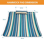 Lazy Daze Hammocks 2 Person Pad with Pillow, Double Polyester Quilted 78" x55" Replacement Hammock Pad for Rope Hammock, Blue Stripes