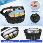 Fanny Pack Cooler, Insulated Waist Pack Snack Bag, Portable Hip Pack for Beach, Camping and Hiking, Black