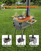 VEVOR 118" Camping Wood Stove, Portable Alloy Steel Tent Stove with 3000in³ Firebox, Outdoor Heating & Cooking Stove with Chimney Pipes & Gloves, Includes 8 Pipes for Efficient Heating