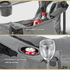 ARROWHEAD OUTDOOR 2-Pack Portable Deluxe Folding Camp Quad Chair w/Headrest, Glass & Cup Holders, Armest 6-can Cooler, Heavy Duty Carry Bag, 550 lbs Weight Capacity