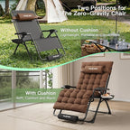 Amopatio Oversized Zero Gravity Chair, 33''W Reclining Camping Lounge Chair Upgraded Lock and Footrest, Cup Holder, Removable Cushion & Headrest Folding Patio Recliner for Relexing