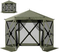 Outsunny 10 x 11 ft Pop Up Gazebo Screen Tent, Outdoor Portable Instant Camping Canopy Screen House Sun Shelter with Mesh Nettings, Carry Bag, Ground Stakes, Ropes for Patio, Backyard, Dark Green