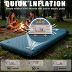 Self Inflating Sleeping Pad for Camping with Electric Pump, 3.15" Ultra-Thick Memory Foam Mattress with Built-in Pillow, 4-Season Portable Camping Mattress,Must-Have Gear for Travel,Tent & Car Camping