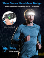 Smiling Shark TS-6 Headlamp, Dual Spotlight with 6X Floodlight & Strobe LED Head Torch Rechargeable 2400mAh Long-Lasting for Camping Hiking Running Jogging (1 Pack)