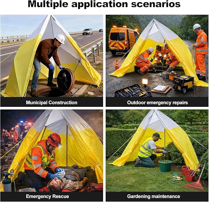Instant Pop-Up Emergency Shelter, 30-Second Setup All-Weather Work Tent for Disaster Relief, First Aid, Outdoor Survival & Worksites, Waterproof & Windproof 6.6ft x 6ft x 6.2ft