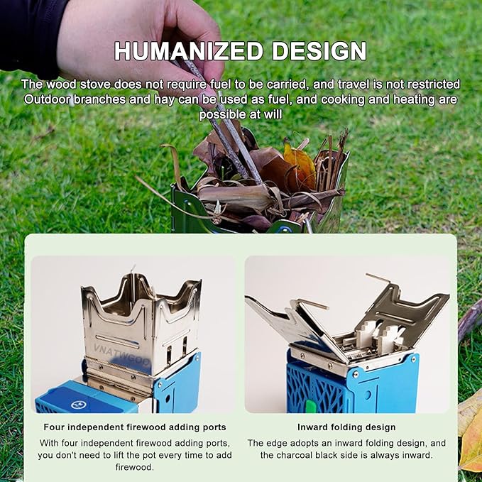 Multi-Fuel Fire-Powered Generator,Portable Charging Camp Stove,with Foldable Design