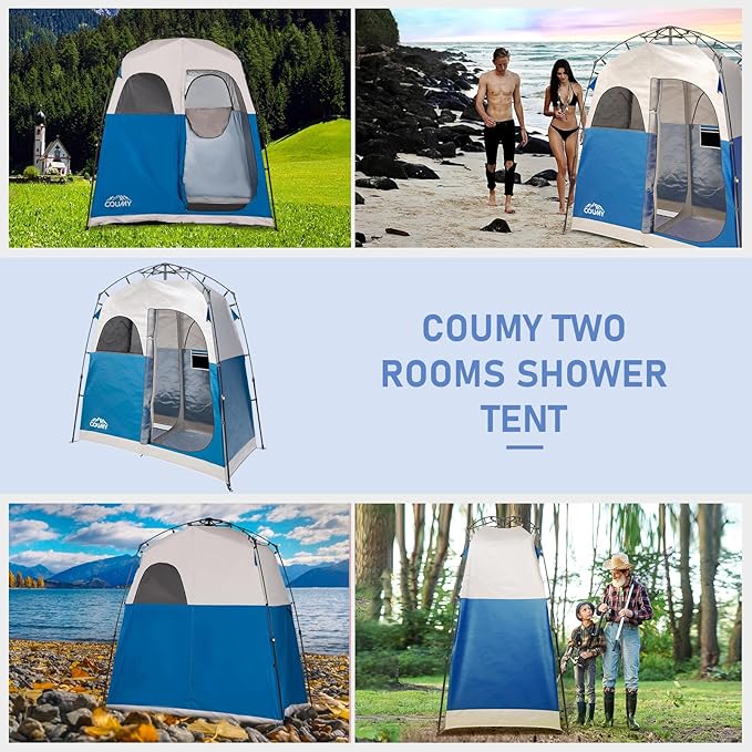 Instant Camping Shower Tent, Privacy Shelter, Portable Outdoor Sun Shelter for Camping Beach Hiking Fishing, 1 Room/2 Rooms