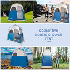 Instant Camping Shower Tent, Privacy Shelter, Portable Outdoor Sun Shelter for Camping Beach Hiking Fishing, 1 Room/2 Rooms