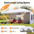 Quictent 10x20 Pop up Canopy with Sidewalls Easy up Canopy Tent Instant Shelter with Windows for Outdoor Event Party