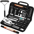 31pcs BBQ Grill Accessories Gifts for Men Dad, Heavy Duty Grilling Tools Gift Set for Father's Day, Stainless Steel BBQ Utensils Kit with Mats, Grill Brush in Carrying Bag Black
