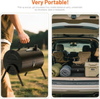 Portable Charcoal Grill with Warming Rack, Wooden Handle, Tabletop BBQ Grill for Outdoor Barbecue Camping Picnic Backyard Patio, Black