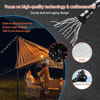 Outdoor Tent Guy Lines, Lightweight Camping Ropes with Aluminum Tensioners and Storage Pouch, Ideal for Tents, Tarps, Canopies, Camping, Hiking and Backpacking（6-Pack | Black）