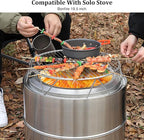 REDCAMP Campfire Grill Grate Top Shield for Solo Stove Bonfire 19.5'' Fire Pit, Stainless Steel Fire Pit Stand and Grill Cooking Grate,Round Cooking Grill Grate for Outdoor BBQ Campfire Picnic Party
