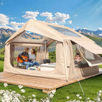 YOLENY 2-4 Person Inflatable Tents for Camping, Quick Setup in 2 Minutes with Hand Pump, 4-Season Waterproof Windproof Oxford Blow Up Tent